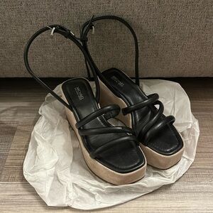 Michael Kors | Women’s Hazel Leather Strappy Wedge Sandals- 6.5